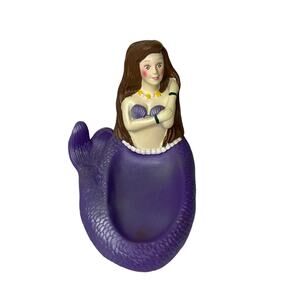 Vintage 2002 Plastic Purple Mermaid Soap Dish